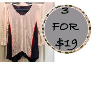 3/$19 Lilla P Colorblock V-Neck Top